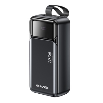 AWEI PA-105 powerbank 3 Type-C aljzat (40000mAh, 22,5W, PD gyorstöltő 3.0, LED kijelző) FEKETE