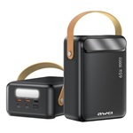 AWEI PA-83 powerbank 3 USB+2 Type-C aljzat (80000mAh, 65W, PD gyorstöltő, LED kijelző, LED lámpa) FEKETE