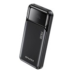 AWEI PA-90 vésztöltő USB+2 Type-C aljzat 10000mAh, LED kijelző, FEKETE