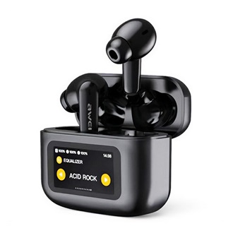 AWEI T56 Bluetooth fülhallgató SZTEREO v5.4, érintőkijelző + töltőtok, FEKETE