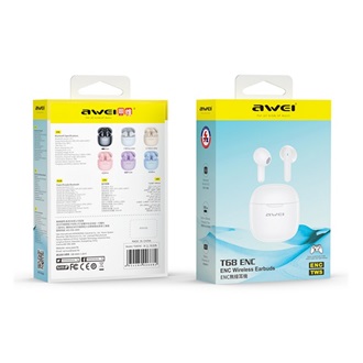 AWEI T68 Bluetooth fülhallgató SZTEREO v5.3, IPX6 + töltőtok, FEHÉR
