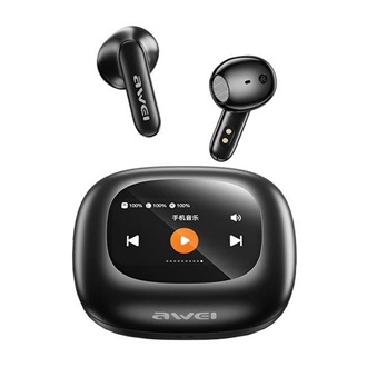 AWEI TP97 Bluetooth fülhallgató SZTEREO v5.4, érintőkijelző + töltőtok, FEKETE