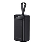 AWEI vésztöltő 3 USB+Type-C+microUSB+lightning aljzat 50000mAh, lámpa funkció, FEKETE