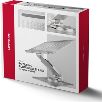 AXAGON STND-LR Alumínium állvány 360°-os forgatással 17,3" laptopokhoz Állítható magasság és szög