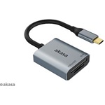 Akasa Dual Aluminium 2-port USB3.2 Gen1 C SD, microSD kártyaolvasó ezüst-fekete