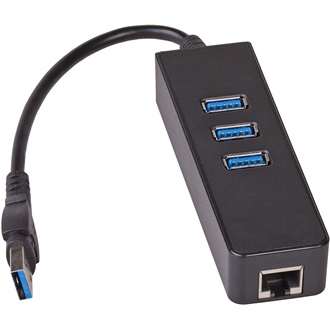 Akyga AK-AD-32 3-portos USB3.0 RJ45 hub fekete