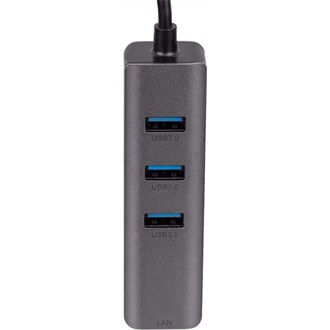 Akyga AK-AD-66 1Gb/s USB-C RJ45 hálózati adapter +3 portos USB 3.0 HUB