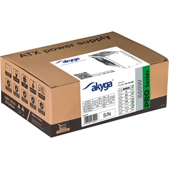 Akyga AK-C1-600 ATX desktop tápegység 600W 80+ BOX