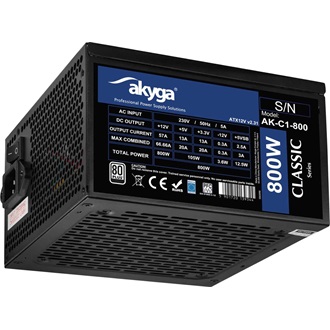 Akyga AK-C1-800 ATX desktop tápegység 800W 80+ BOX