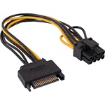 Akyga AK-CA-80 Power 6+2pin PCIe -> SATA Power F/M adapter 0.15m fekete