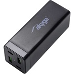 Akyga AK-CH-17 65W univerzális hálózati töltő adapter fekete (USB-A: 15W; USB-C:20W; QC4.0/PD3.0)