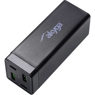 Akyga AK-CH-17 65W univerzális hálózati töltő adapter fekete (USB-A: 15W; USB-C:20W; QC4.0/PD3.0)