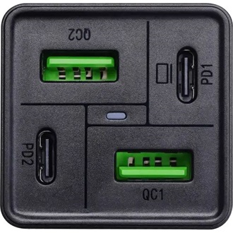 Akyga AK-CH-17 65W univerzális hálózati töltő adapter fekete (USB-A: 15W; USB-C:20W; QC4.0/PD3.0)