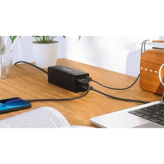 Akyga AK-CH-17 65W univerzális hálózati töltő adapter fekete (USB-A: 15W; USB-C:20W; QC4.0/PD3.0)