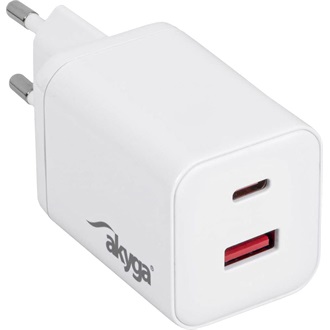 Akyga AK-CH-28 GaN 45W univerzális hálózati töltő adapter fehér (QC3.0)