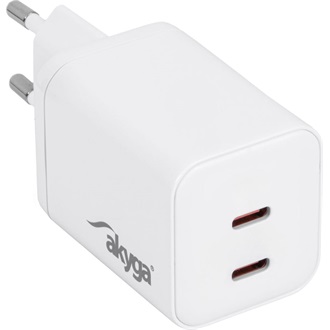 Akyga AK-CH-29 GaN 45W univerzális hálózati töltő adapter fehér (QC3.0)