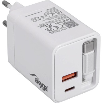 Akyga AK-CH-30 GaN 65W univerzális hálózati töltő adapter fehér (QC3.0)