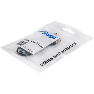 Akyga AK-DC-01 USB-A 2.0 -> DC 5.5 x 2.1mm M/M tápkábel 0.8m fekete