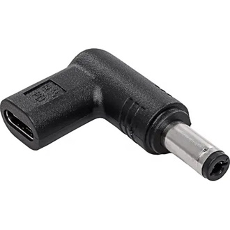 Akyga USB-C -> DC 5,5 x 2,1mm F/M töltő adapter fekete 90°