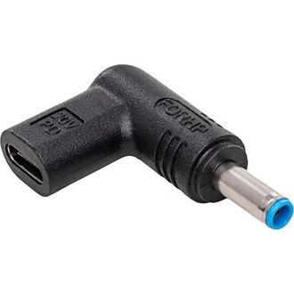 Akyga USB-C -> DC 4,5 x 3,0mm F/M töltő adapter fekete 90°