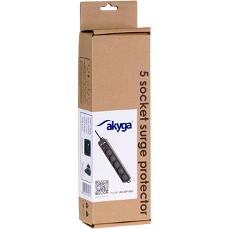 Akyga AK-SP-05U 5db villásdugó CEE 7/5 (FR) elosztó 1.5m fekete