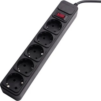 Akyga AK-SP-06A Surge Protector 5db villásdugó CEE 7/3 (EU) elosztó 1.8m fekete