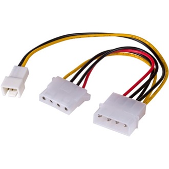 Akyga Molex Power 4pin -> Molex Power 4pin Power 3pin M/M adapter 0.15m
