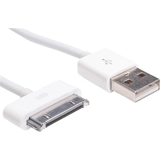 Akyga AK-USB-08 Apple 30pin -> USB-A 2.0 M/M adatkábel 1m fehér