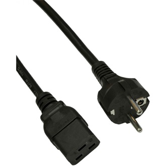 Akyga 230V villásdugó CEE 7/7 -> C19 M/F tápkábel 1.8m fekete