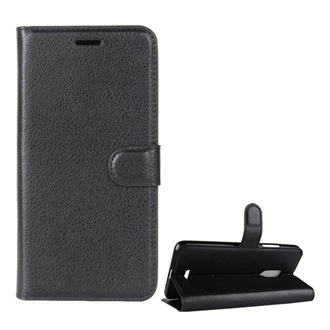 Alcatel 3C Gigapack tok álló, bőr hatású FLIP, prémium, FEKETE