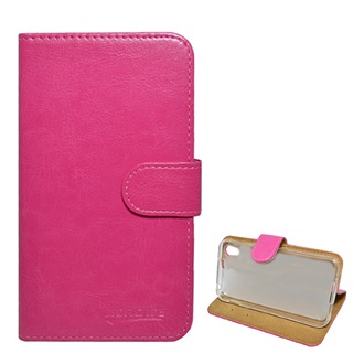 Alcatel Idol 4 Gigapack tok álló, bőr hatású FLIP, asztali tartó, RÓZSASZÍN