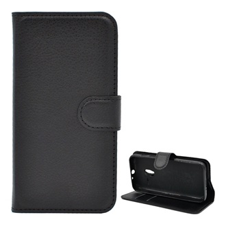 Alcatel Pixi 3 4.5 Gigapack tok álló, bőr hatású FLIP, prémium, FEKETE