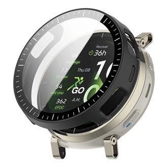 Amazfit Active 3 Premium GIGAPACK Műanyag keret BUMPER, ütésállóság + kijelzővédő üveg, FEKETE