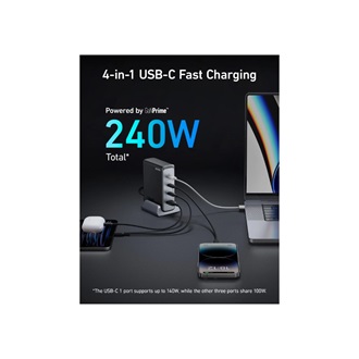 Anker Eufy 749 GaNPrime 240W univerzális hálózati töltő adapter fekete