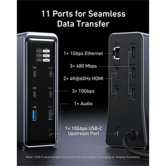 Anker Eufy Prime Dual Display 14-port 160W USB-C dokkoló szürke