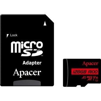 Apacer 128GB (+adapter) UHS-1 Class10 U1 V10 A1 microSDXC memóriakártya BOX fekete