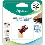 Apacer 32GB AH180 OTG USB-A/C 3.2 Gen1 pendrive BOX piros-átlátszó