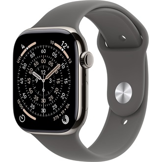 Apple Watch (42mm) Natural Titanium cellular okosóra ezüst + Stone Grey Sport Band - S/M