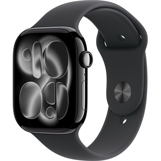 Apple Watch (46mm) Jet Black Aluminium cellular okosóra fekete + Black Sport Band - S/M