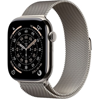 Apple Watch (46mm) Natural Titanium cellular okosóra ezüst + Natural Milanese Loop - S/M