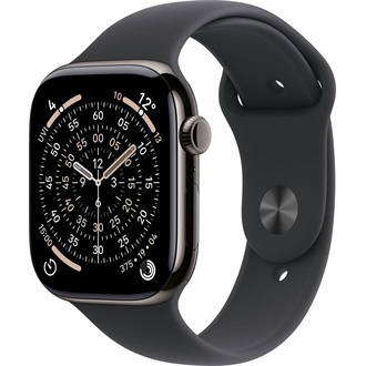Apple Watch (46mm) Slate Titanium cellular okosóra szürke + Black Sport Band - M/L