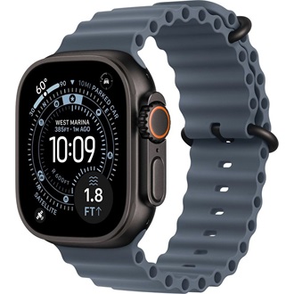 Apple Watch 49mm Band:  Anchor Blue Ocean Band - Black Titanium Finish okosóra szíj kék