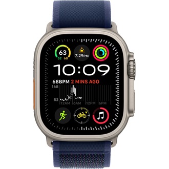 Apple Watch 49mm Loop:  Blue Trail Loop - S/M - Natural Titanium Finish okosóra szíj kék