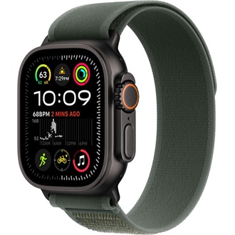 Apple Watch 49mm Loop:  Green Trail Loop - S/M - Black Titanium Finish okosóra szíj zöld