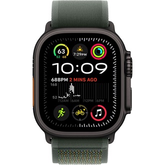 Apple Watch 49mm Loop:  Green Trail Loop - S/M - Black Titanium Finish okosóra szíj zöld