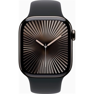 Apple Watch S10 Cellular (42mm) palaszürke titán tok, fekete sportszíj (S/M) okosóra