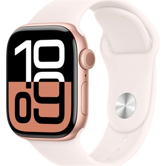 Apple Watch S10 GPS (42mm) Rose Gold Alu Case with Light Blush Sport Band - M/L okosóra rózsaszín-arany