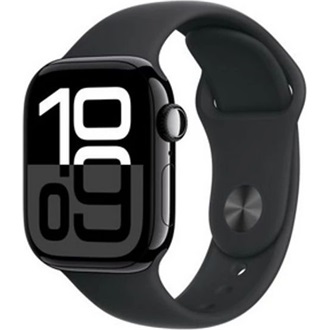 Apple Watch S10 GPS (42mm) kozmoszfekete alumínium tok, fekete sportszíj (M/L) okosóra
