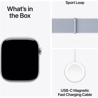 Apple Watch S10 GPS (46mm) ezüst alumínium tok, fakókék sportszíj okosóra