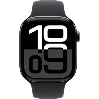 Apple Watch S10 GPS (46mm) kozmoszfekete alumínium tok, fekete sportszíj (M/L) okosóra